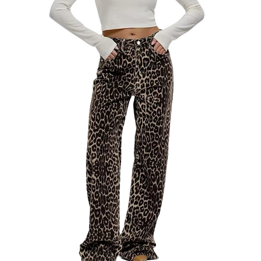Leopard | Vaqueros Rectos de Denim