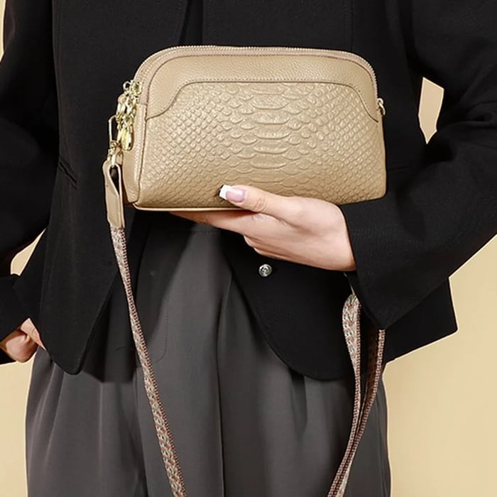Greta™ - Bolso de hombro de cuero con estampado de cocodrilo