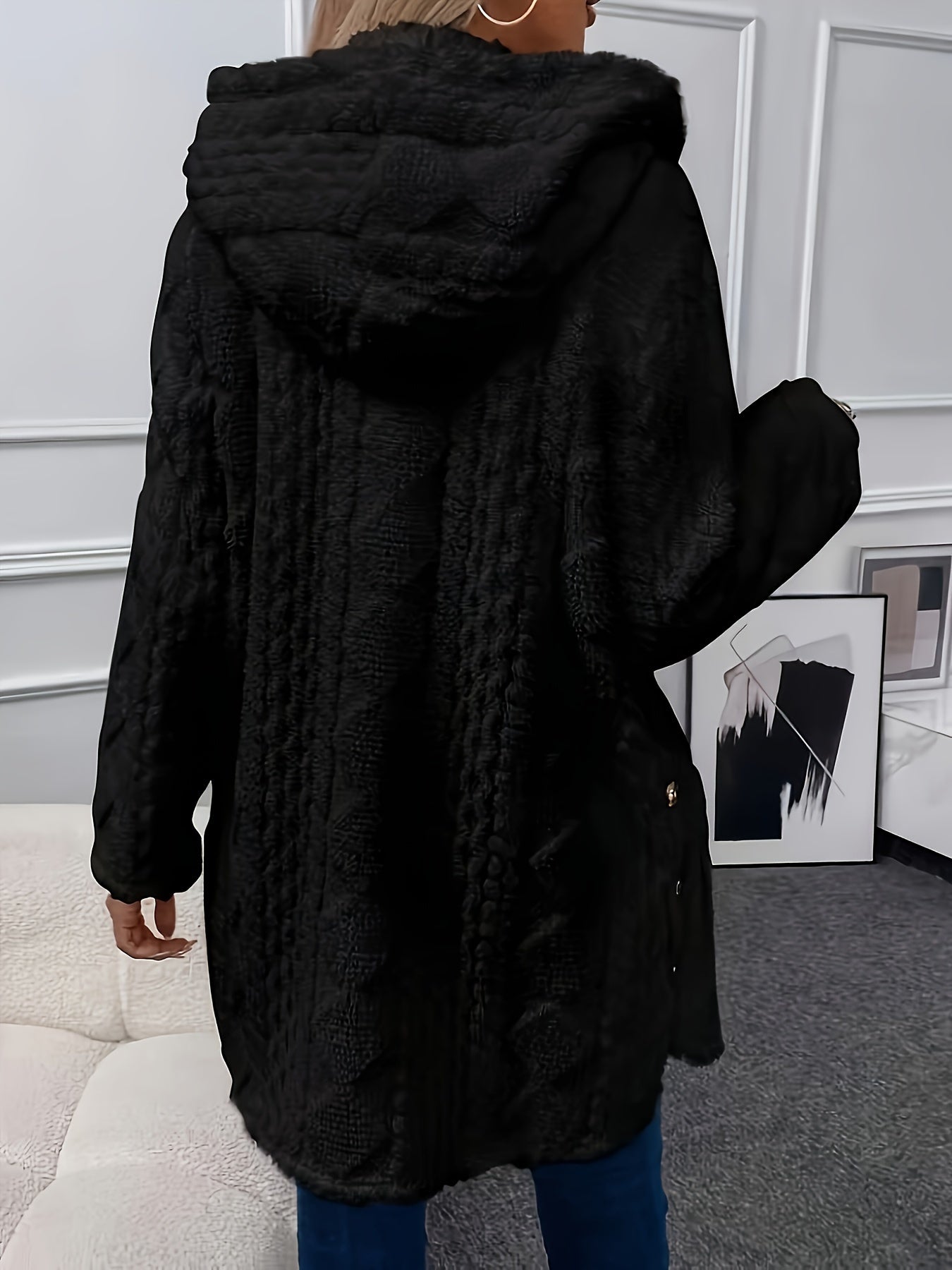 Storm - Abrigo de mujer elegante y cálido de teddy sherpa con capucha