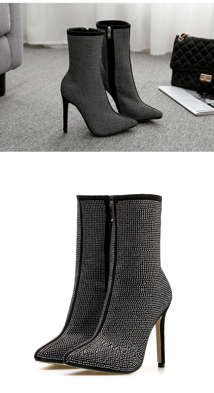 Chrystal | Botines brillantes con tacón alto