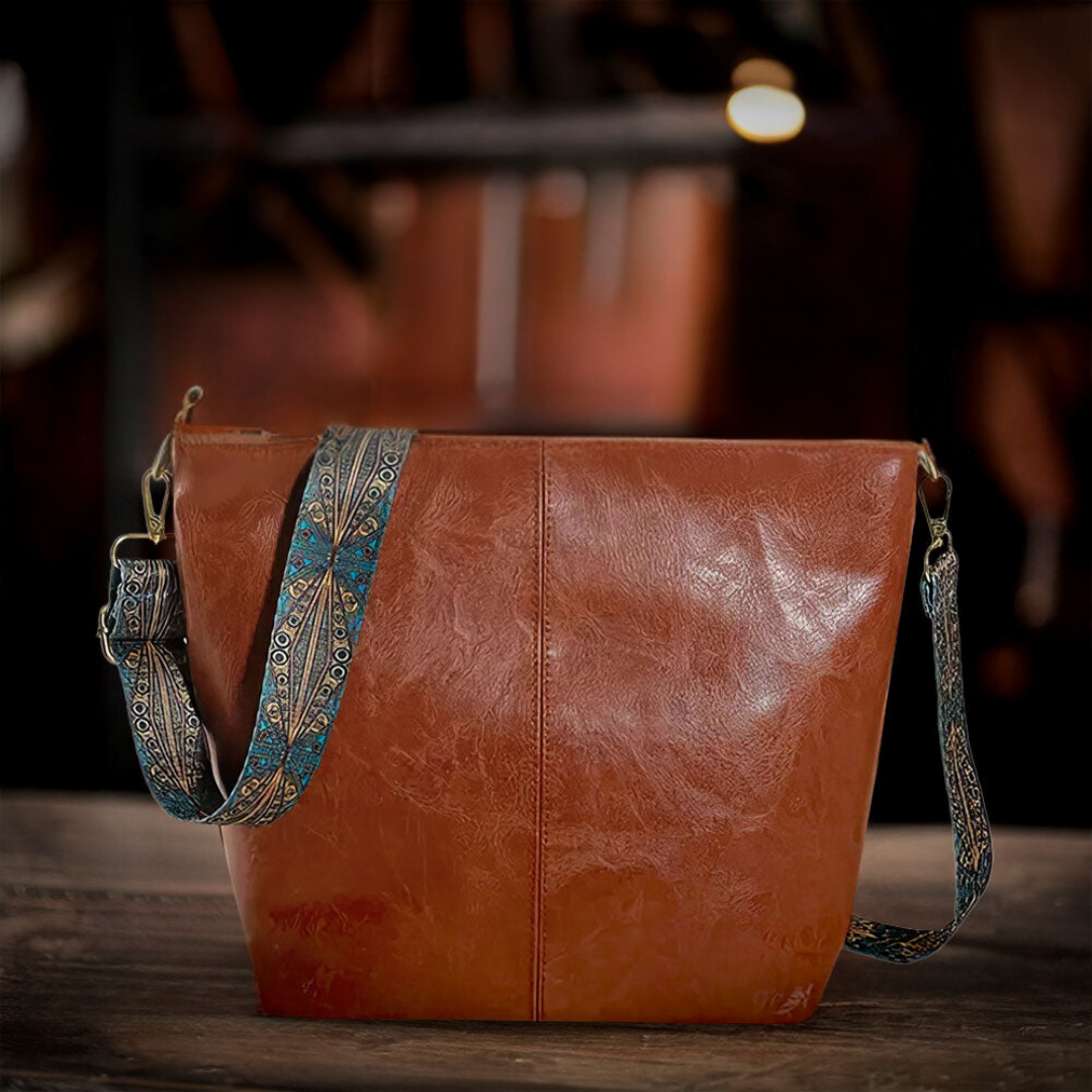 Bolso de hombro vintage atemporal de cuero, cómodo y elegante