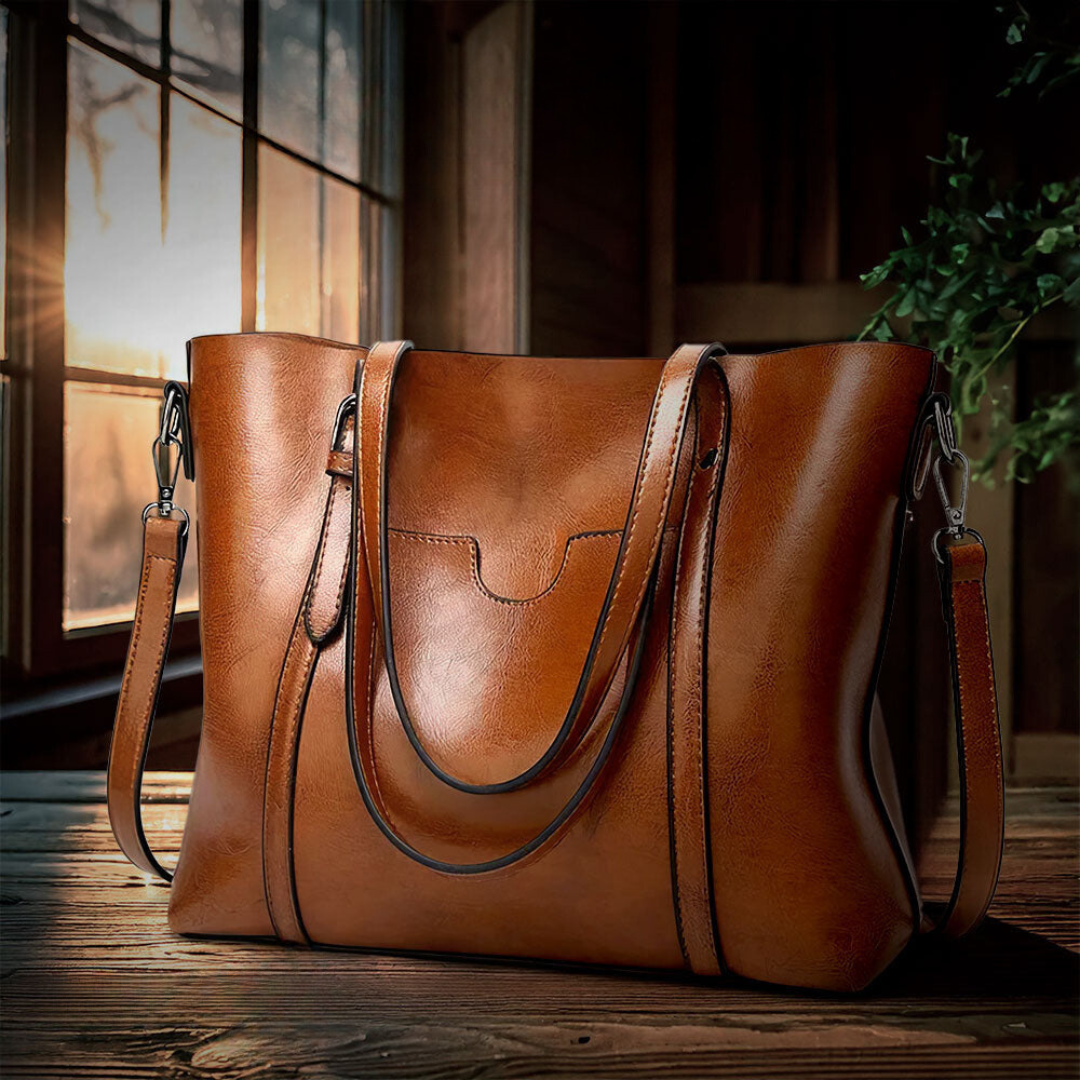 Elegante bolso de mano de cuero, cómodo y atemporal para cualquier ocasión