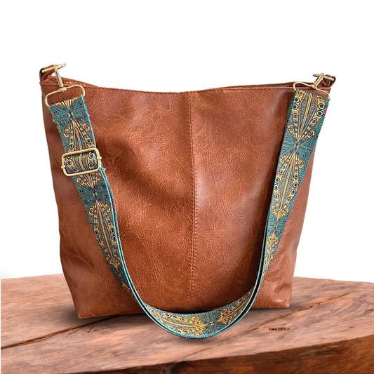 Bolso de hombro vintage atemporal de cuero, cómodo y elegante