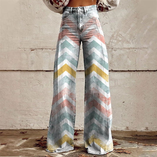 Pantalón con estampado de dalia