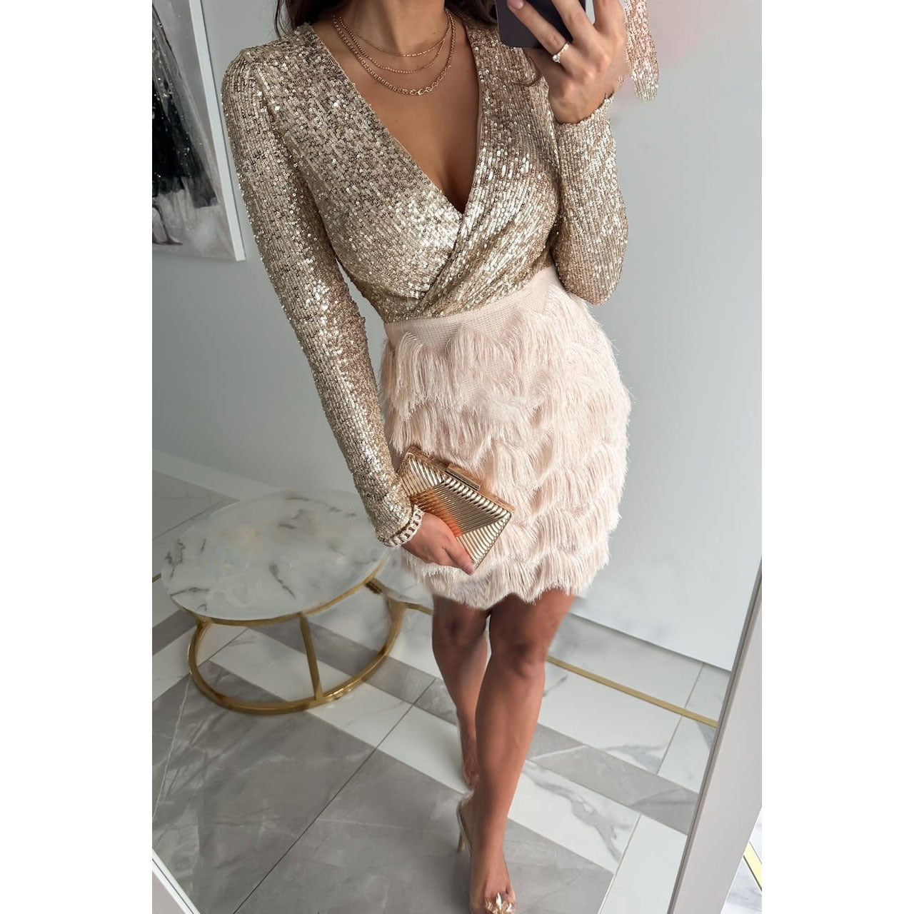 Tess | Vestido con lentejuelas y flecos