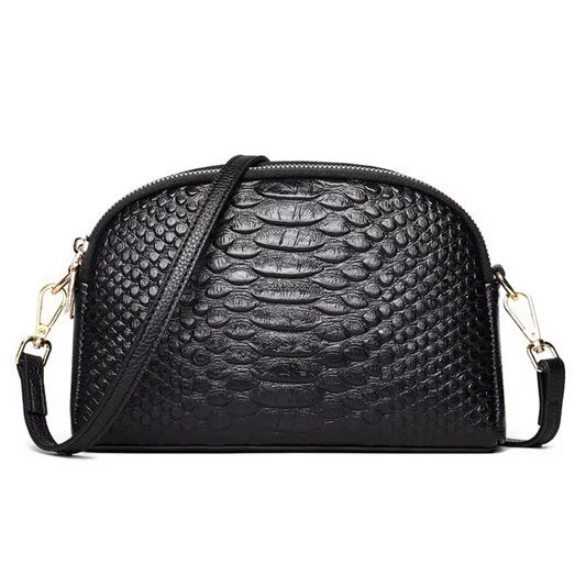 Elegante mini bolso de hombro de cuero sintético con patrón de cocodrilo, cómodo