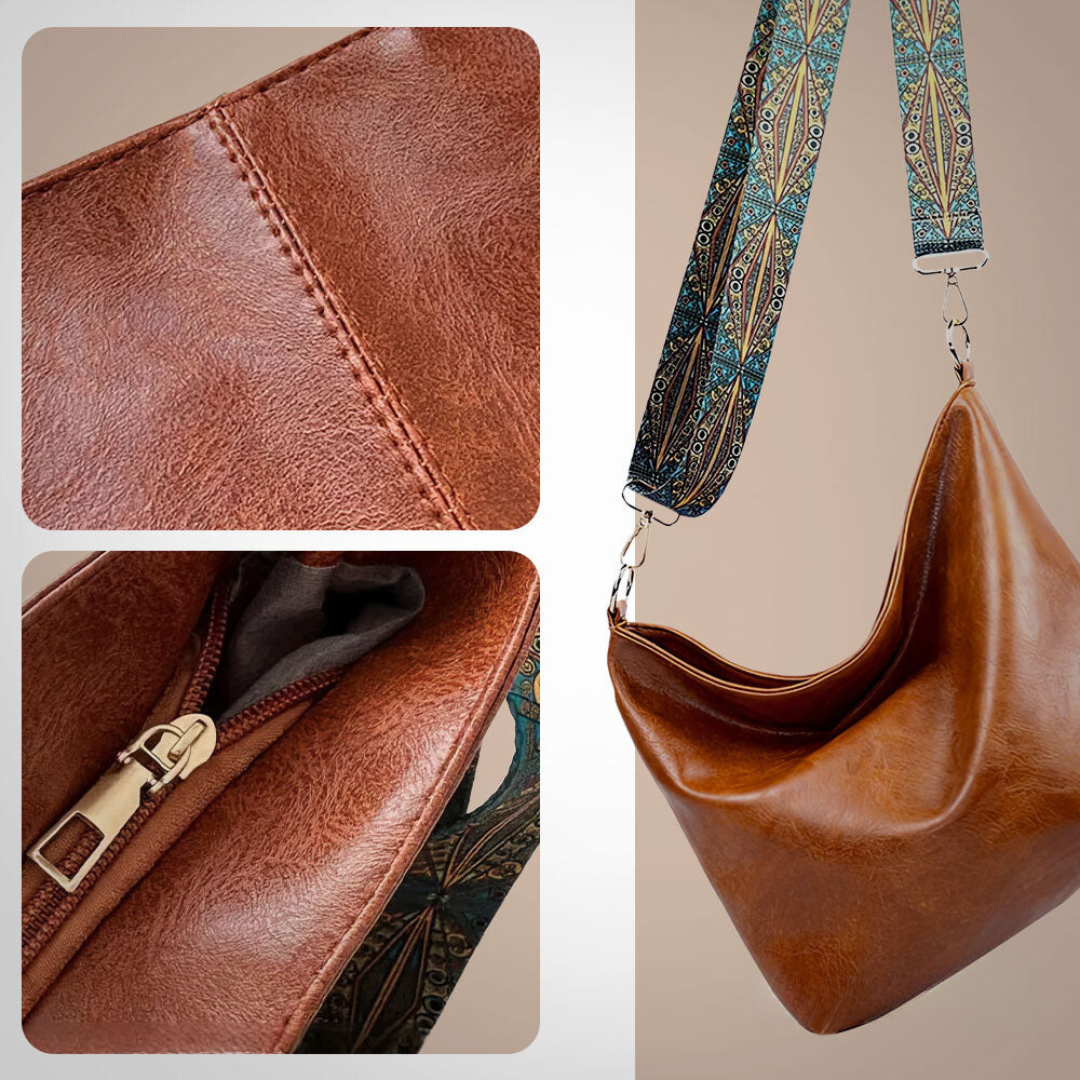 Bolso de hombro vintage atemporal de cuero, cómodo y elegante