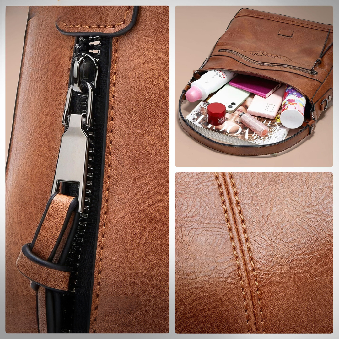 Elegante bolsa de hombro retro de cuero, cómoda y atemporal para cualquier ocasión
