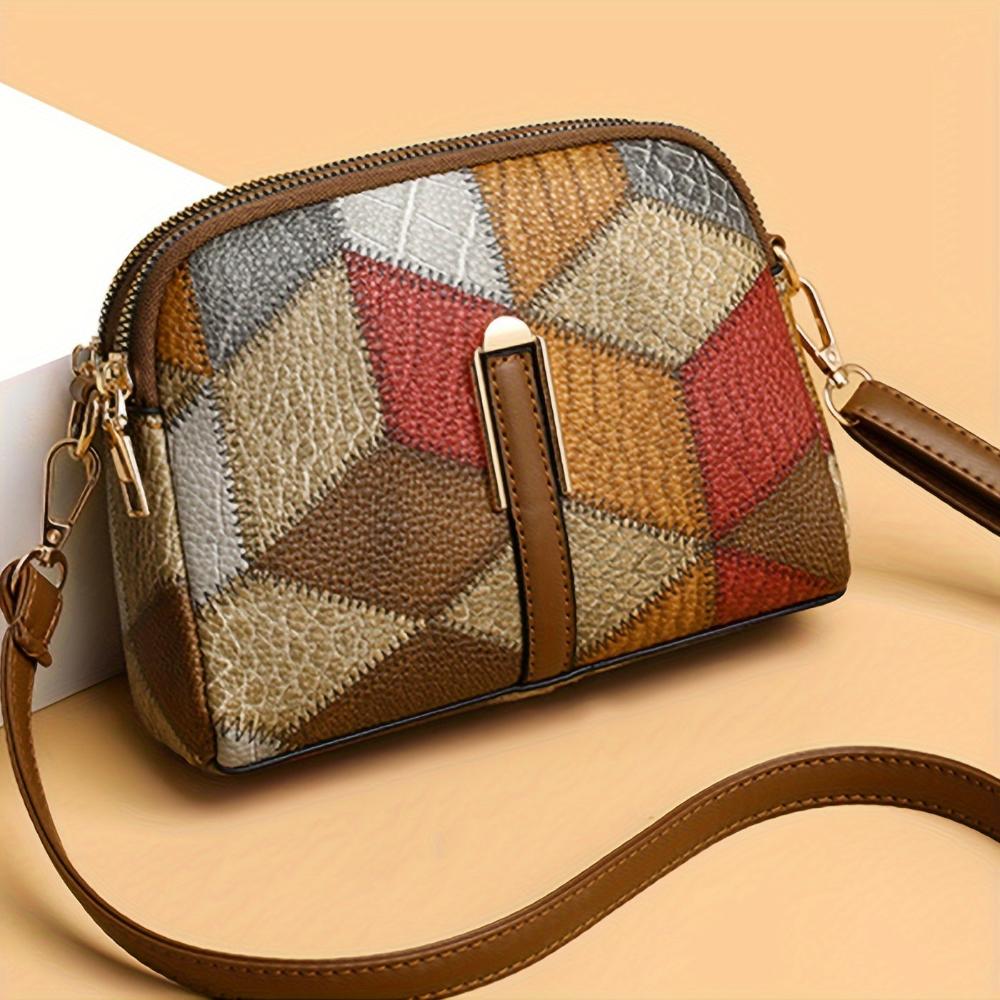 Mini bolso de hombro de patchwork, cómodo y atemporalmente elegante