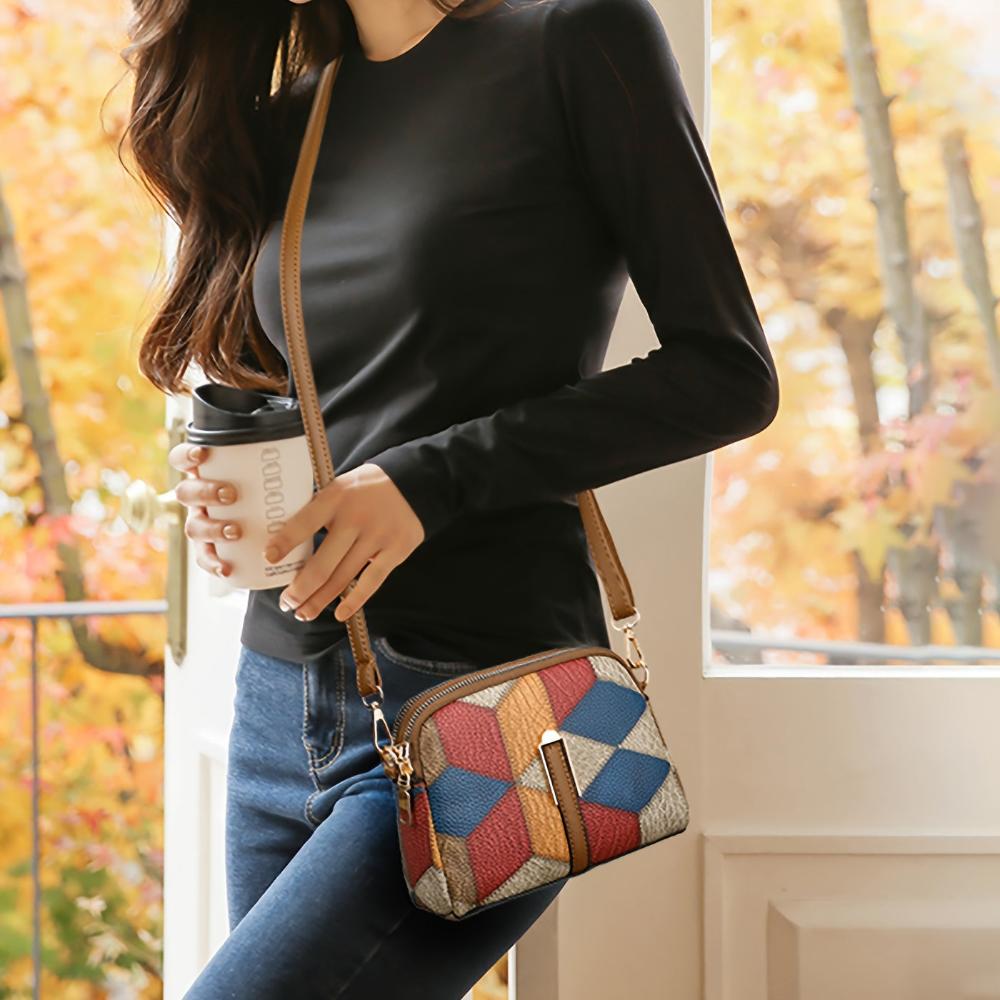 Mini bolso de hombro de patchwork, cómodo y atemporalmente elegante