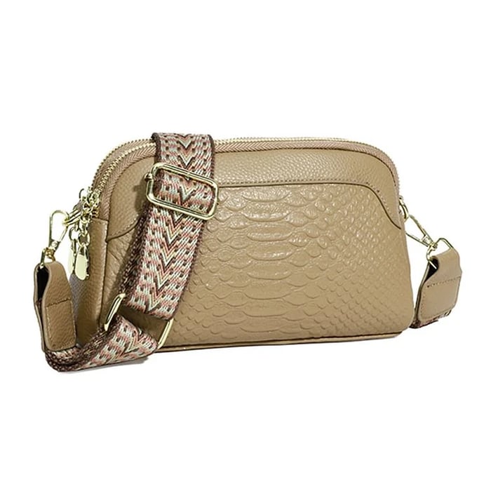 Greta™ - Bolso de hombro de cuero con estampado de cocodrilo