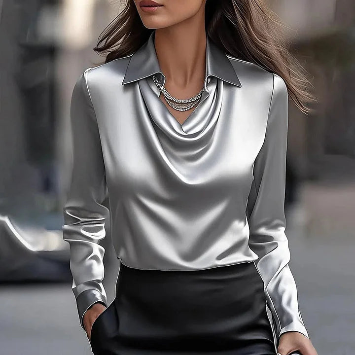 Joyce | Blusa elegante de satén con escote en V
