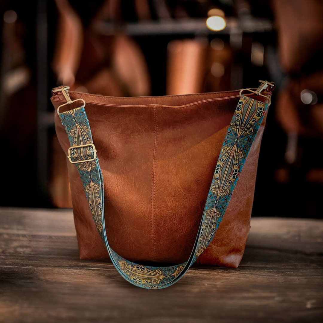 Bolso de hombro vintage atemporal de cuero, cómodo y elegante