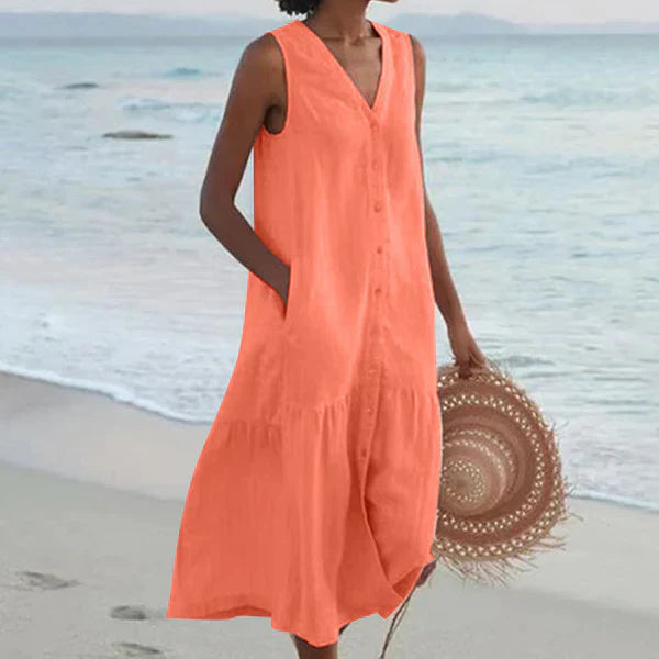 Rocio | Vestido Camisa sin mangas con escote en V