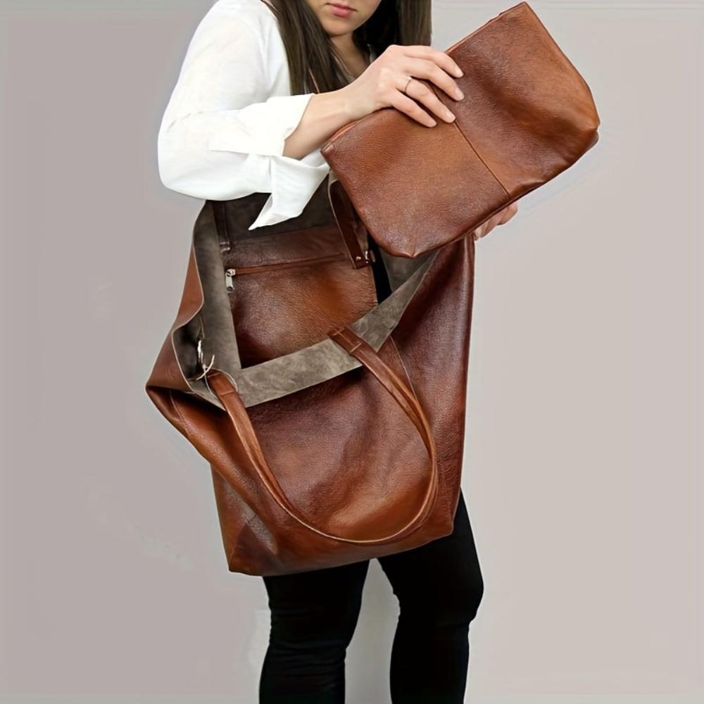 Gran bolso vintage de cuero, cómodo y atemporalmente elegante