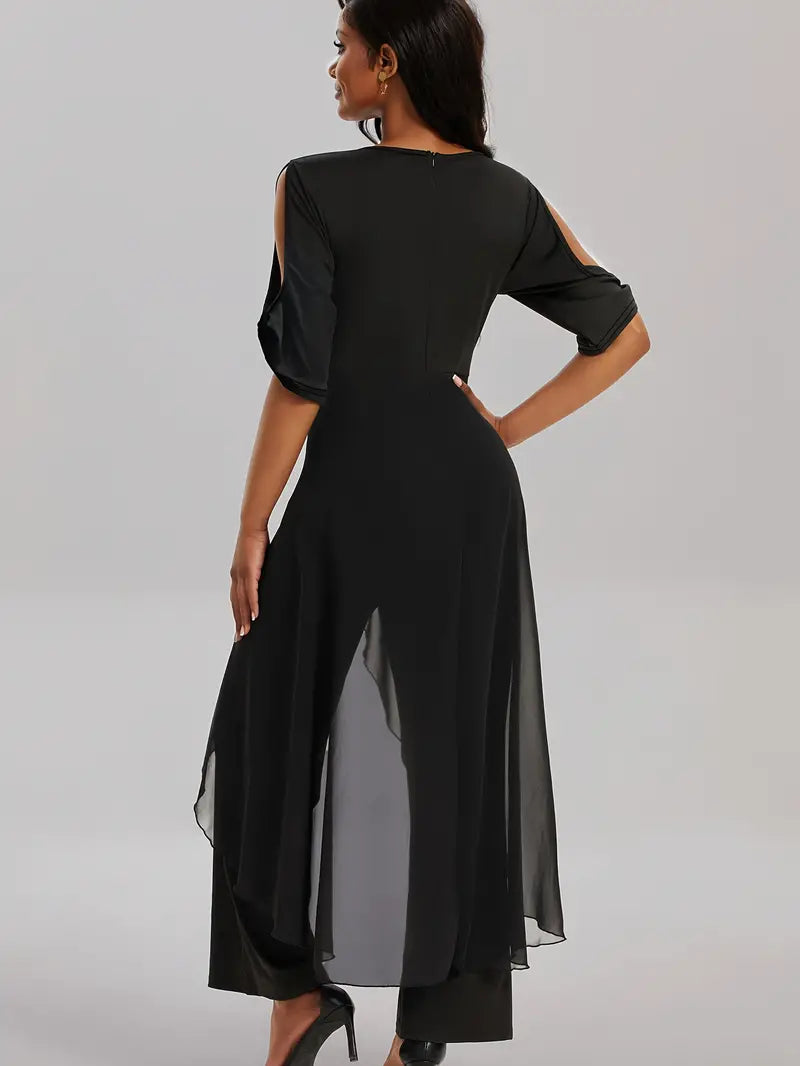 Zara - Mono elegante con escote en V y mangas cortas