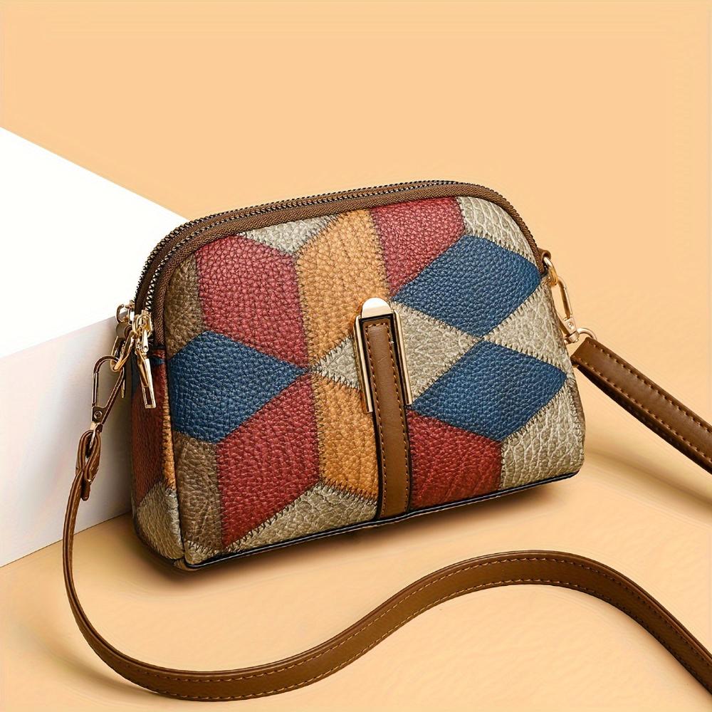 Mini bolso de hombro de patchwork, cómodo y atemporalmente elegante
