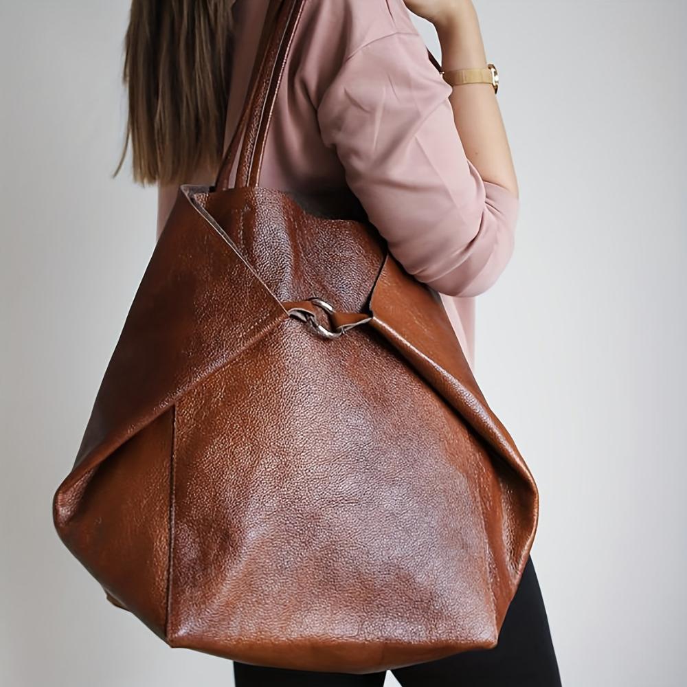 Gran bolso vintage de cuero, cómodo y atemporalmente elegante