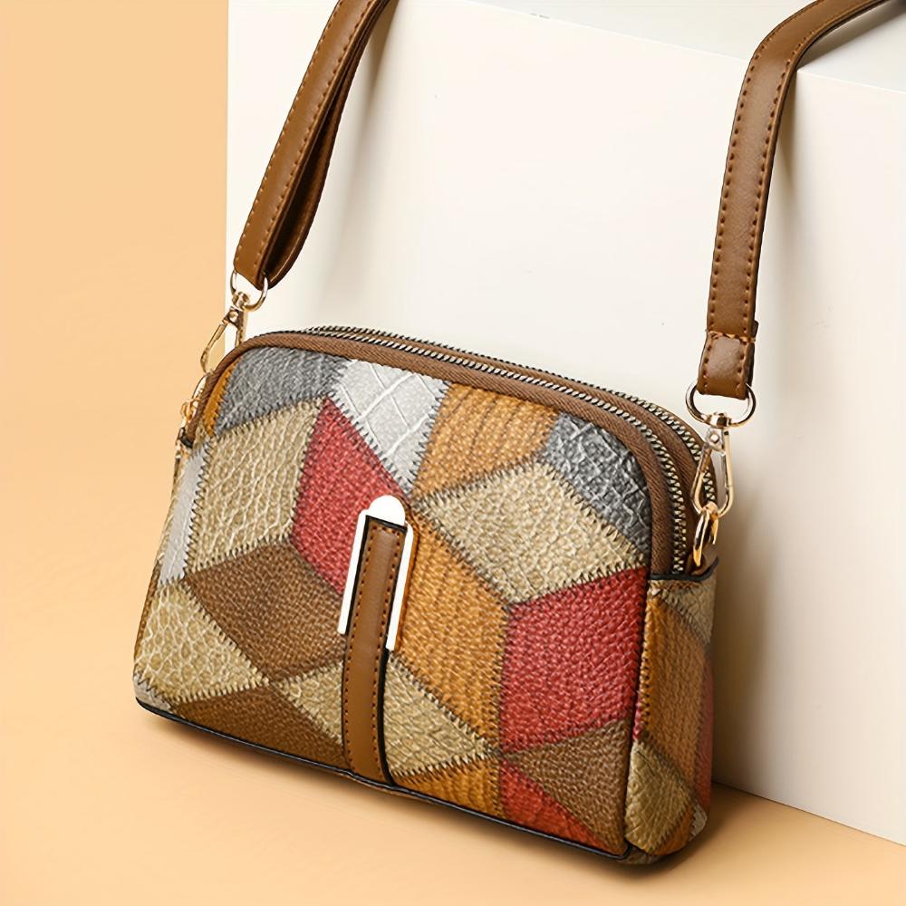 Mini bolso de hombro de patchwork, cómodo y atemporalmente elegante