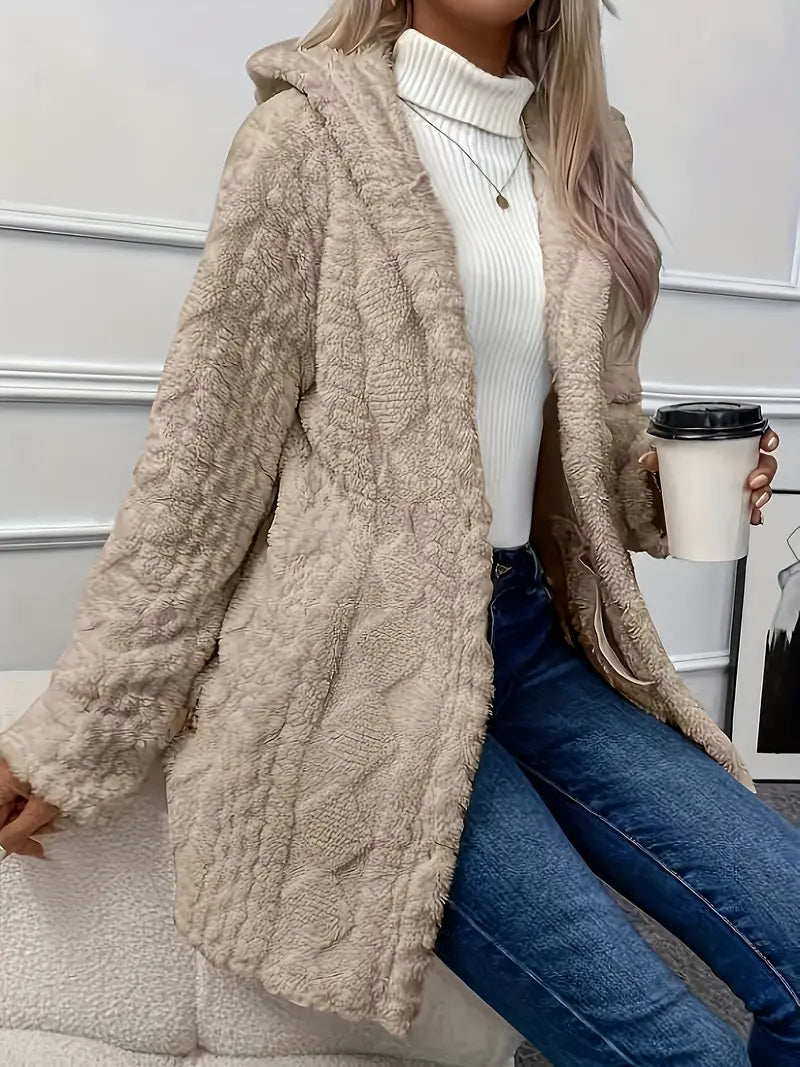 Storm - Abrigo de mujer elegante y cálido de teddy sherpa con capucha