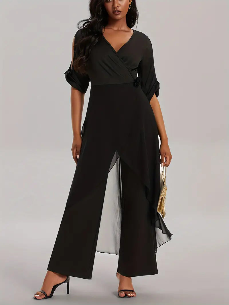Zara - Mono elegante con escote en V y mangas cortas