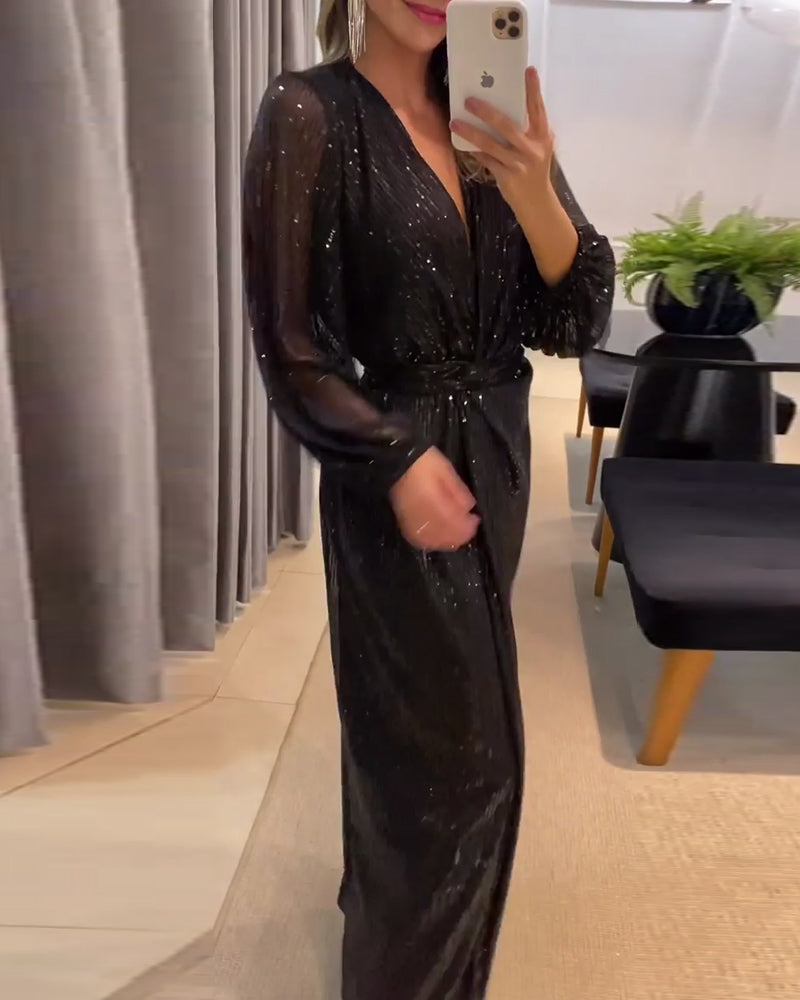 Joelle | vestido con escote en V y alta abertura