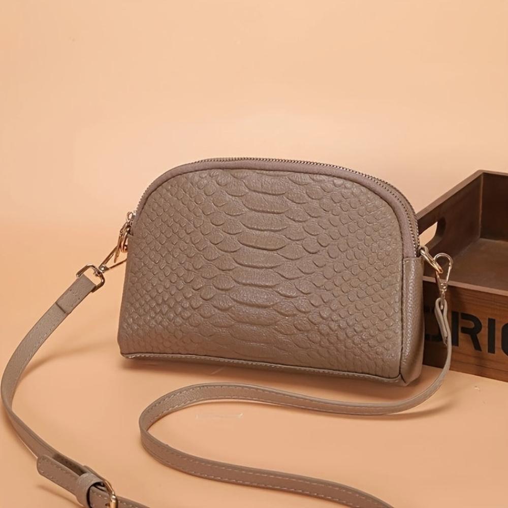 Elegante mini bolso de hombro de cuero sintético con patrón de cocodrilo, cómodo