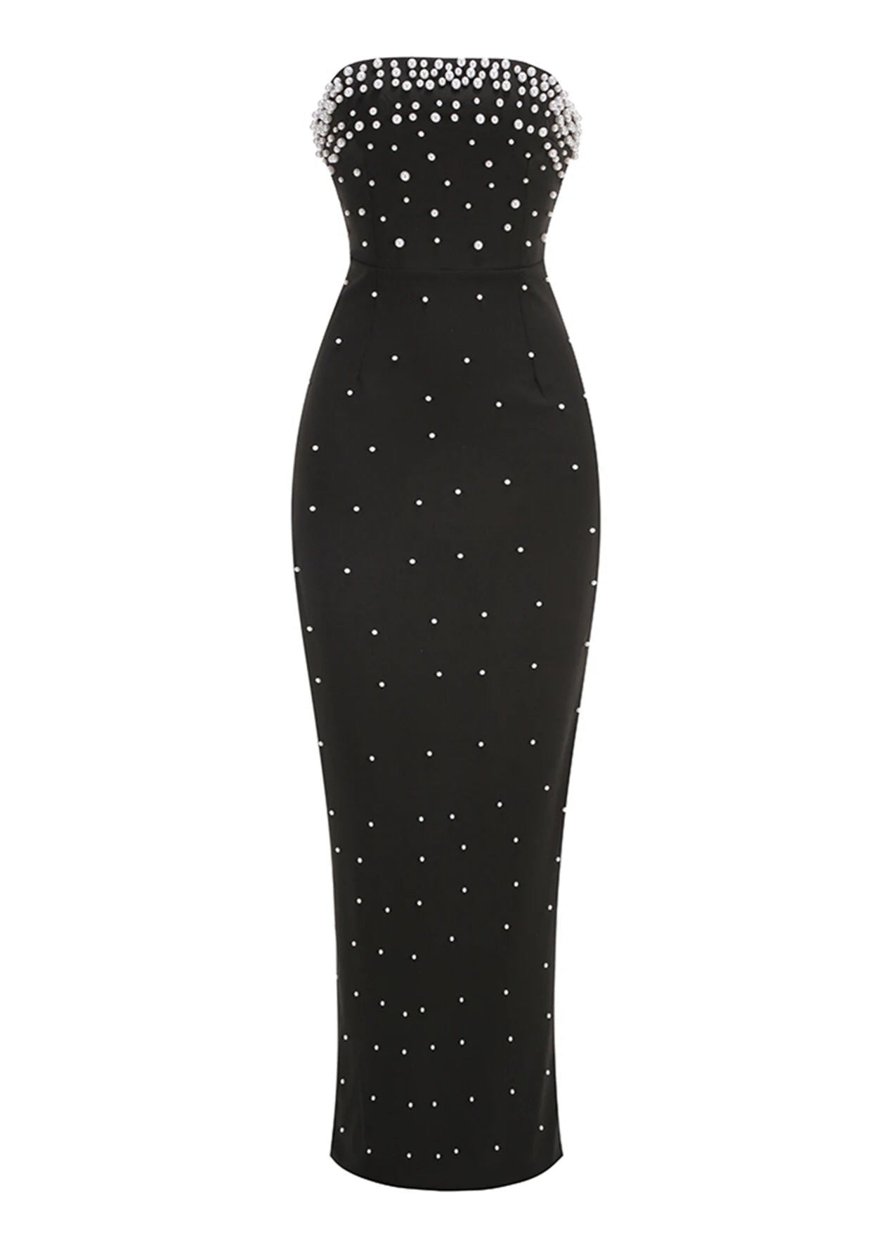Mackie - Vestido sin tirantes adornado con perlas negro