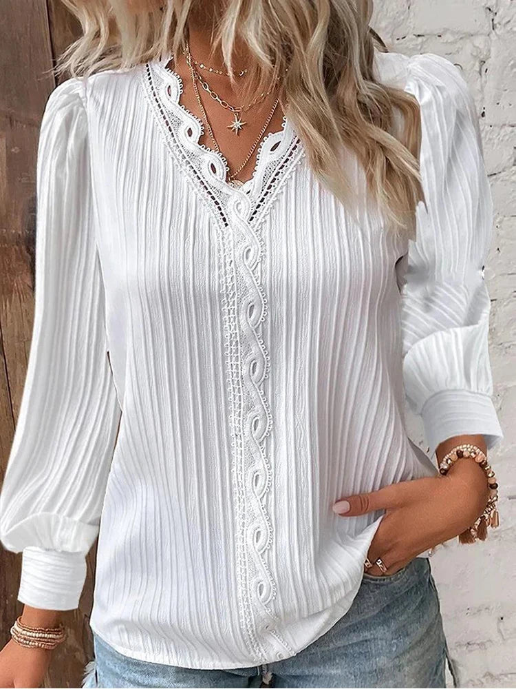 Emma | Blusa con detalles de encaje en chiffon
