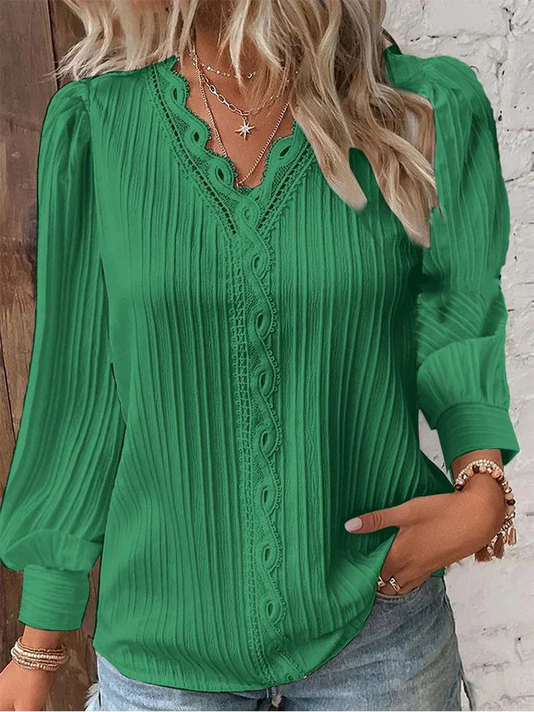 Emma | Blusa con detalles de encaje en chiffon
