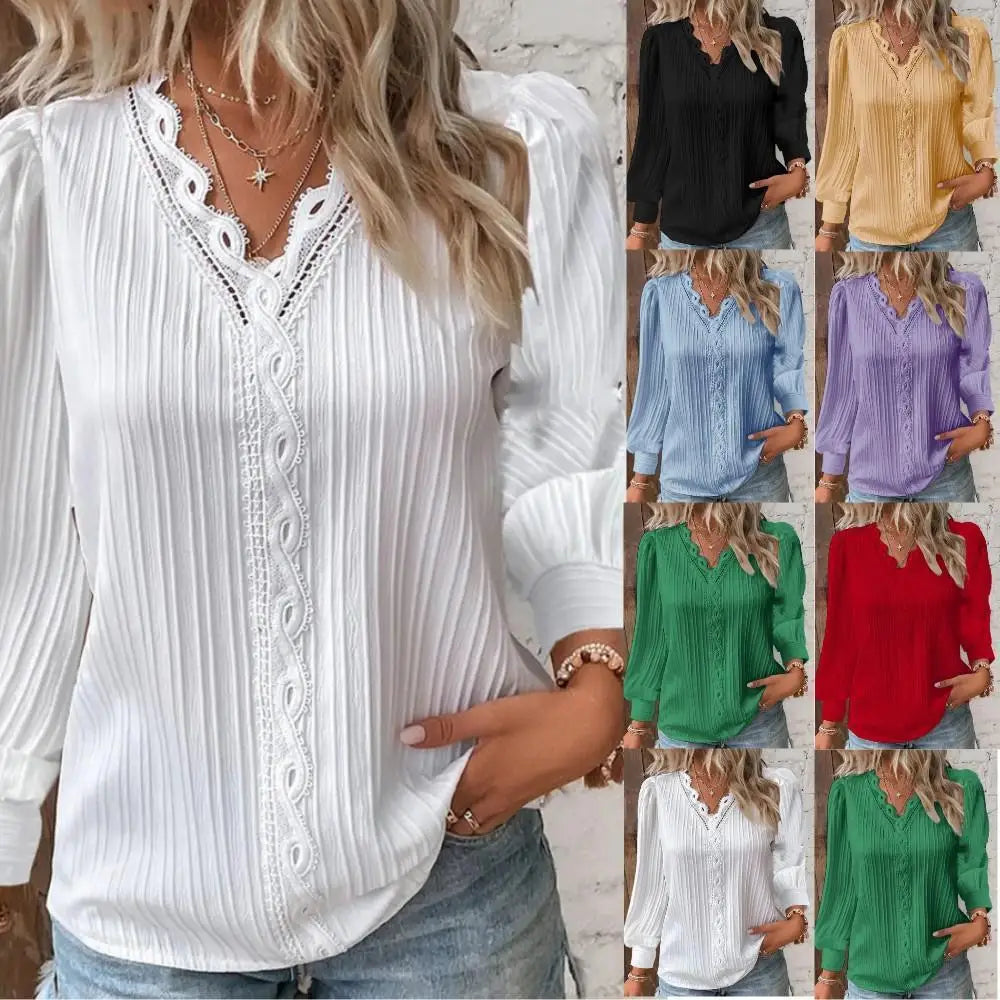 Emma | Blusa con detalles de encaje en chiffon