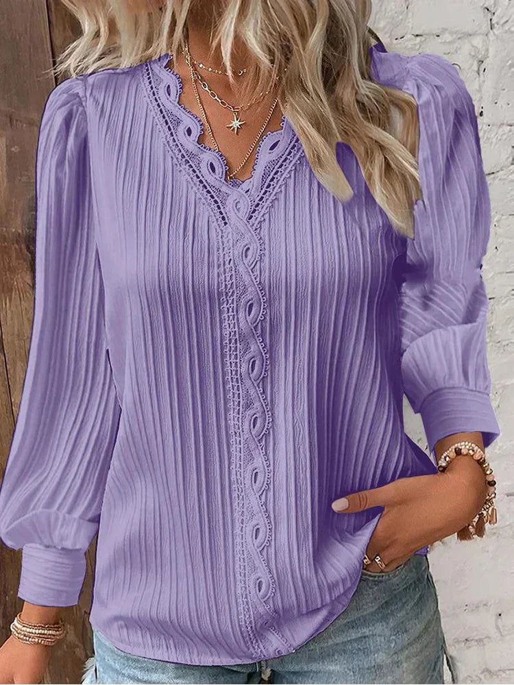 Emma | Blusa con detalles de encaje en chiffon