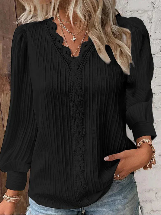 Emma | Blusa con detalles de encaje en chiffon