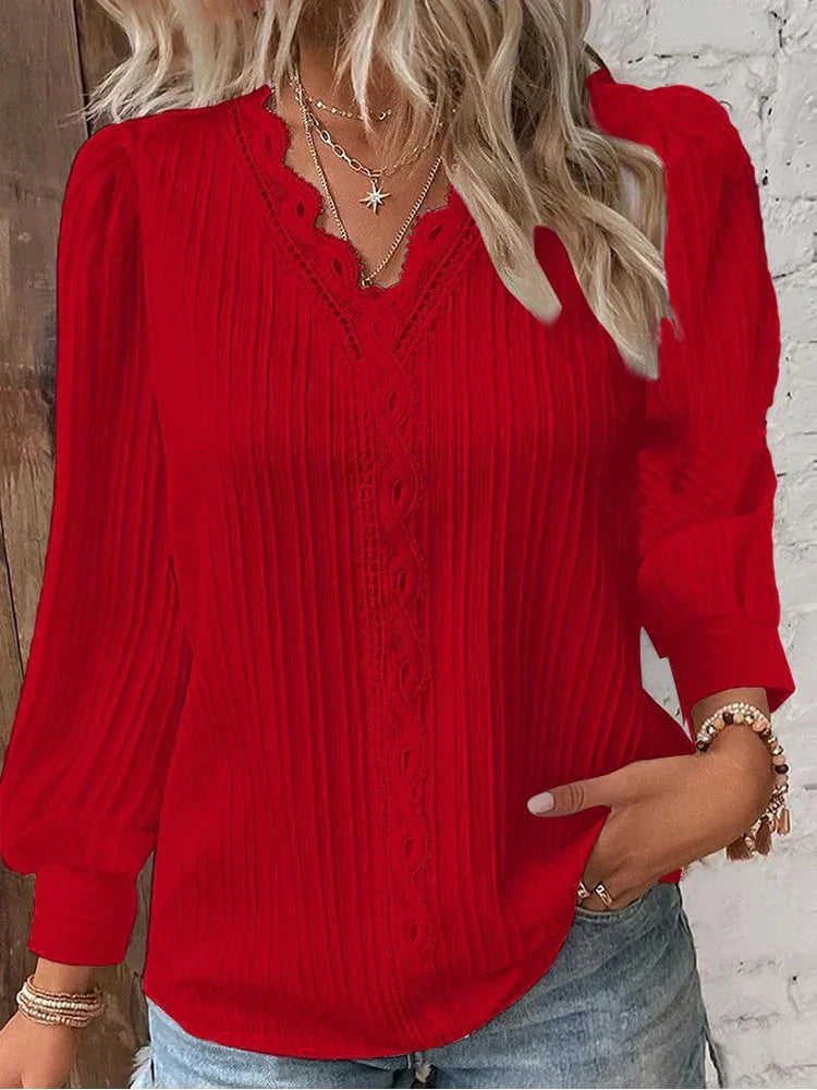 Emma | Blusa con detalles de encaje en chiffon