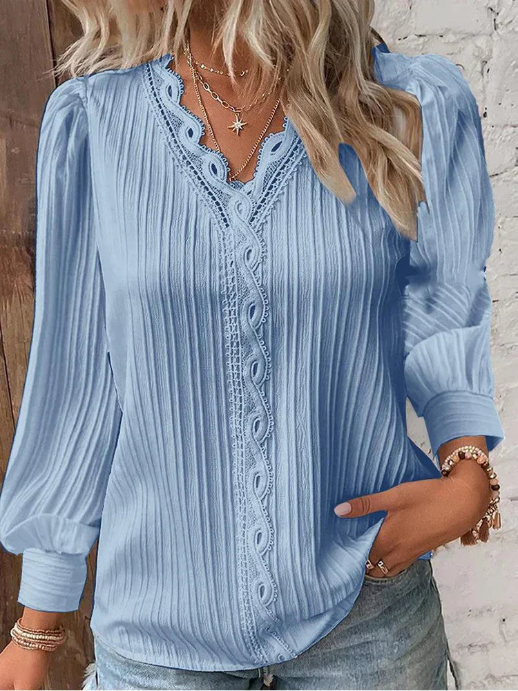 Emma | Blusa con detalles de encaje en chiffon