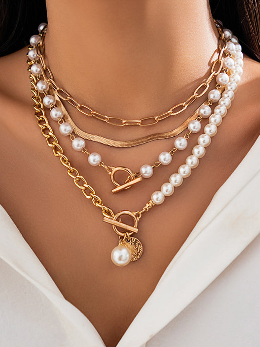 Cadena de Capas con Decoración de Perlas