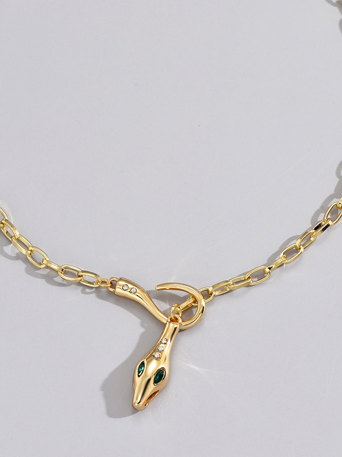 Pendientes de Cadena con Serpiente y Rhinestones