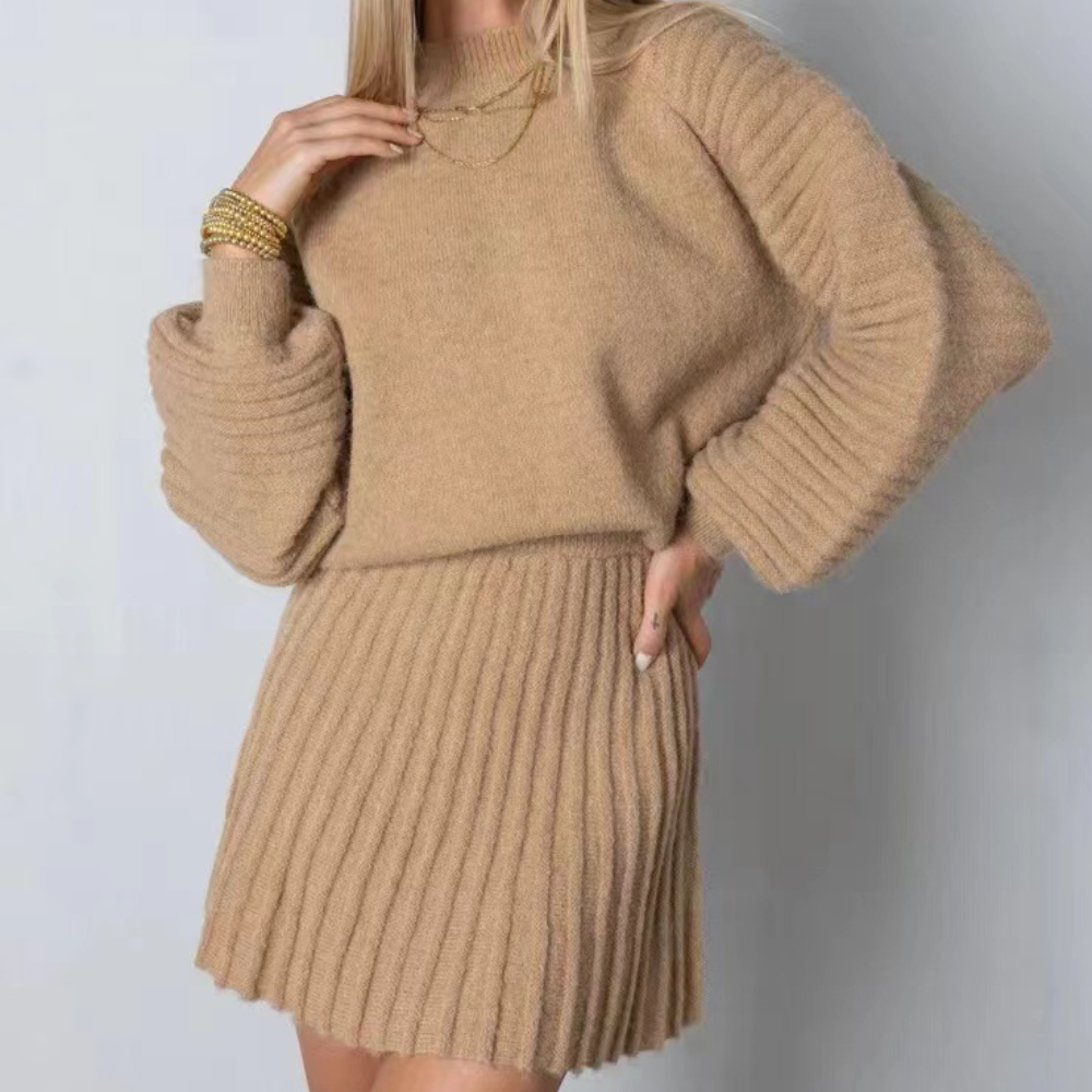 Norra - Conjunto Elegante de 2 Piezas de Ante para Mujeres