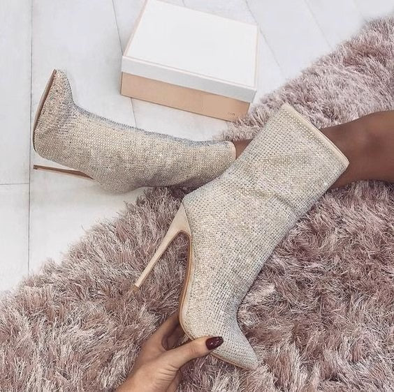 Chrystal | Botines brillantes con tacón alto