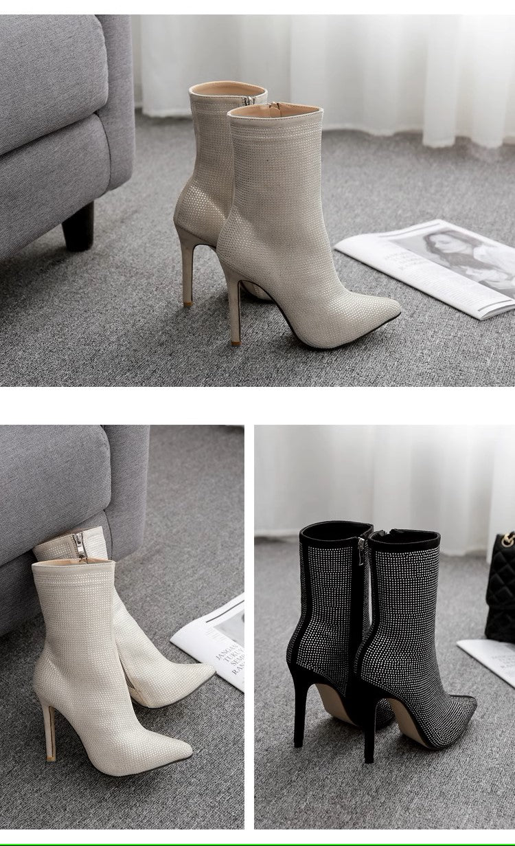 Chrystal | Botines brillantes con tacón alto