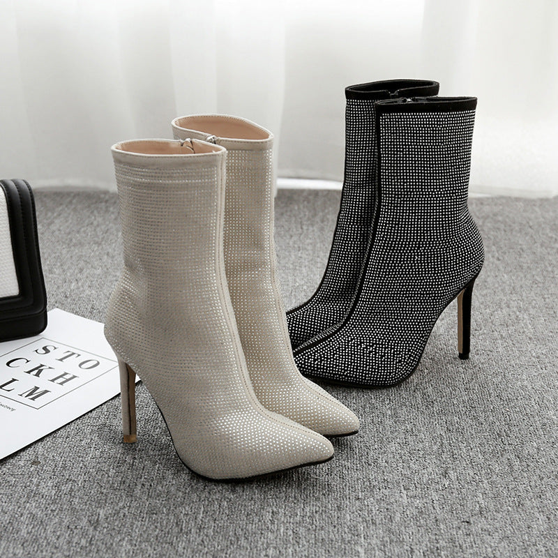 Chrystal | Botines brillantes con tacón alto