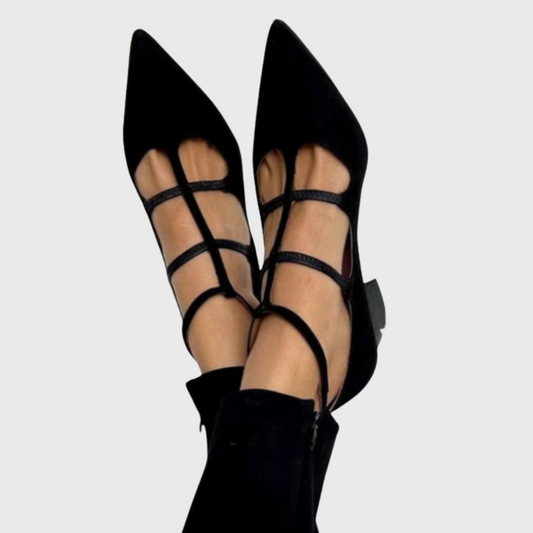 Marleen™ | Tacones Negros Puntiagudos