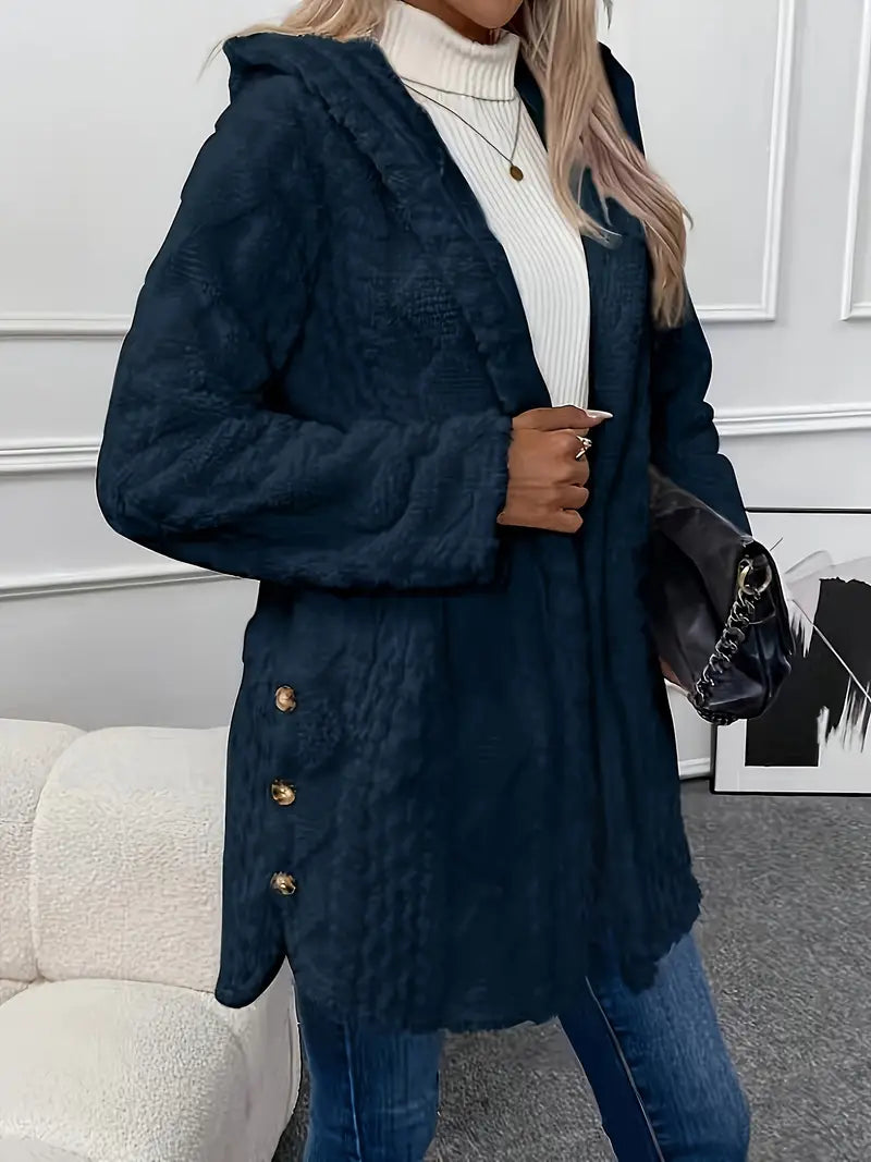 Storm - Abrigo de mujer elegante y cálido de teddy sherpa con capucha