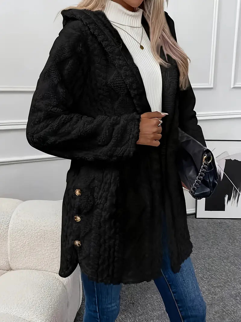 Storm - Abrigo de mujer elegante y cálido de teddy sherpa con capucha