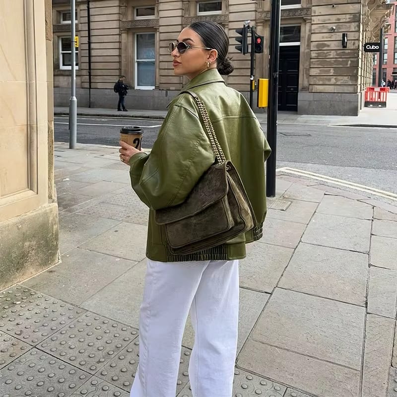 Simone - Chaqueta de cuero oversized