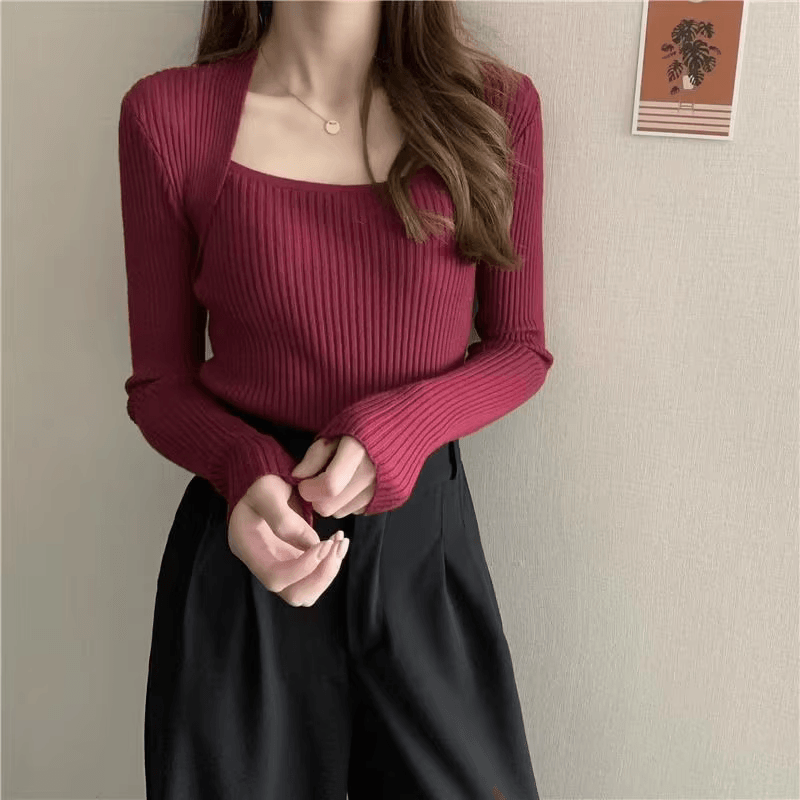 Frieda™ - Suéter de punto suave y cálido con escote cuadrado