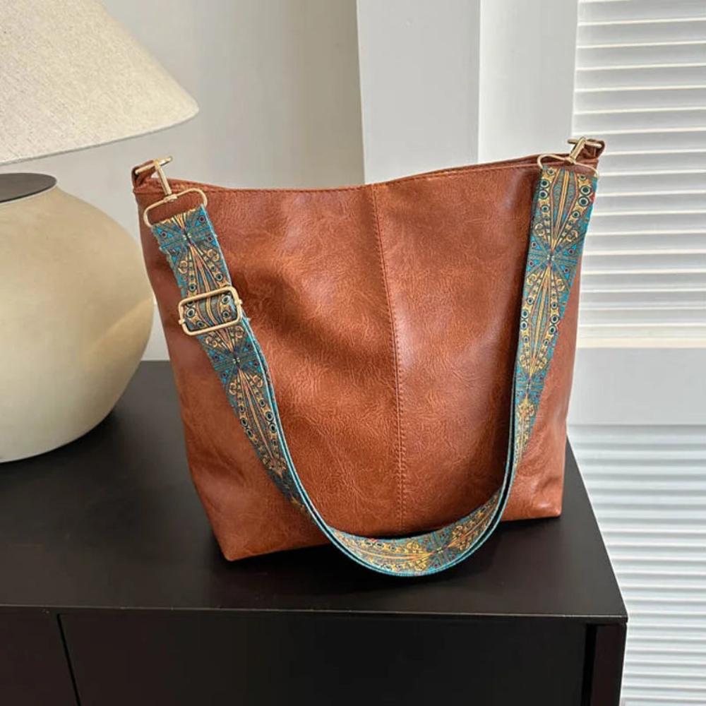 Bolso de hombro vintage atemporal de cuero, cómodo y elegante