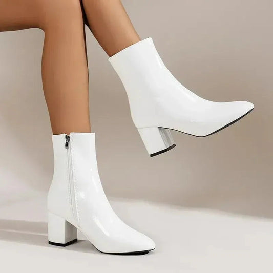 Adeline - Botas puntiagudas antideslizantes con cremallera lateral elegantes