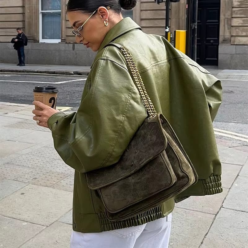 Simone - Chaqueta de cuero oversized