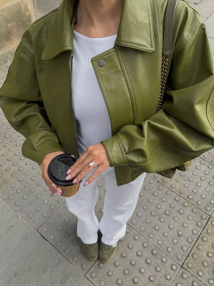 Simone - Chaqueta de cuero oversized